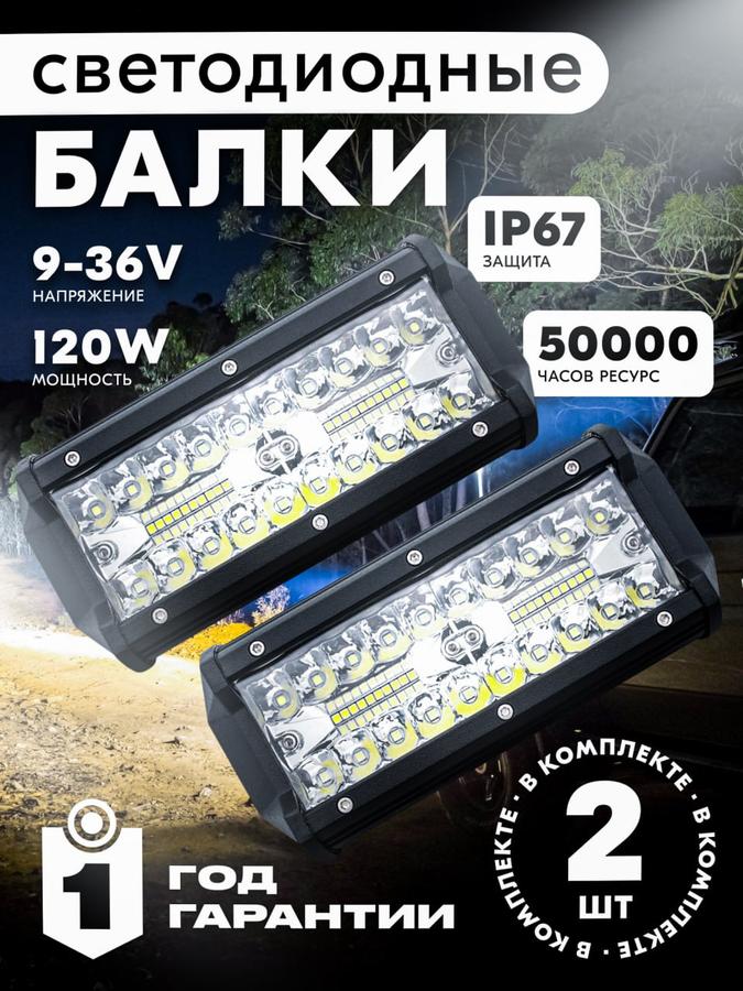 Светодиодные противотуманные фары ПТФ 120 Вт 9-36В, 2 шт, дневные ходовые огни для авто 16.8 см
