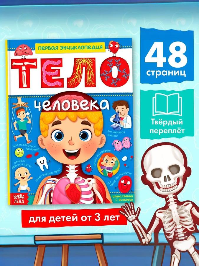 Энциклопедия "Тело человека" Буква-Ленд, 48 стр., твердый переплет, детская книга
