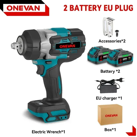 ONEVAN 2800N.M Бесщеточный электрический ударный гайковерт 1/2 дюйма Аккумуляторный ударный гайковерт Отвертка Инструмент для аккумуляторных штифтов 21 В 18 В