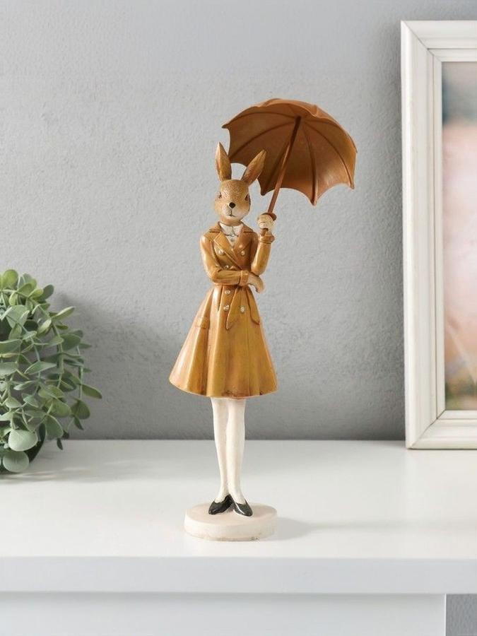 Декоративная интерьерная фигурка Зайка с зонтом 28 см