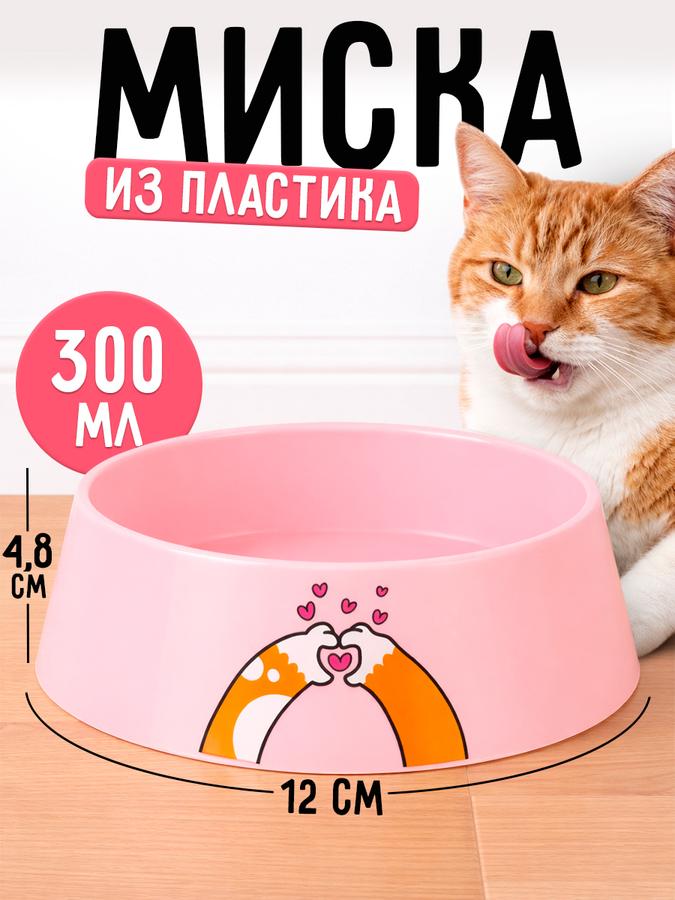 Розовая миска для кошек и собак для животных