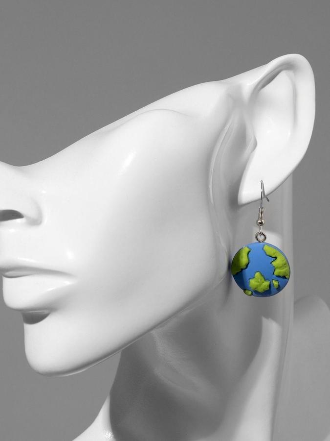 Серьги бижутерия висячие с подвеской "Земной шар"