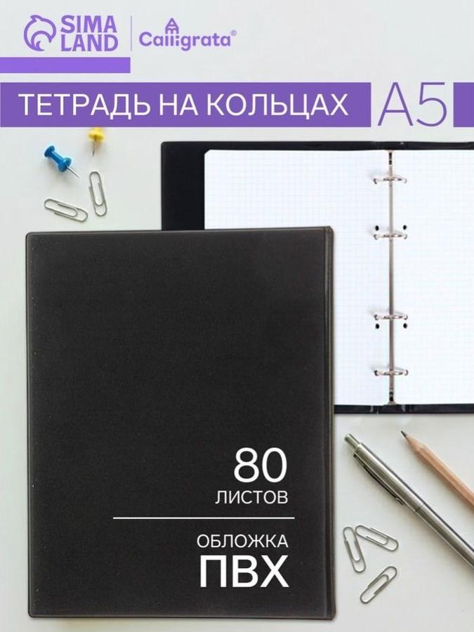 Тетрадь на кольцах А5 с сменными блоками, 80 листов