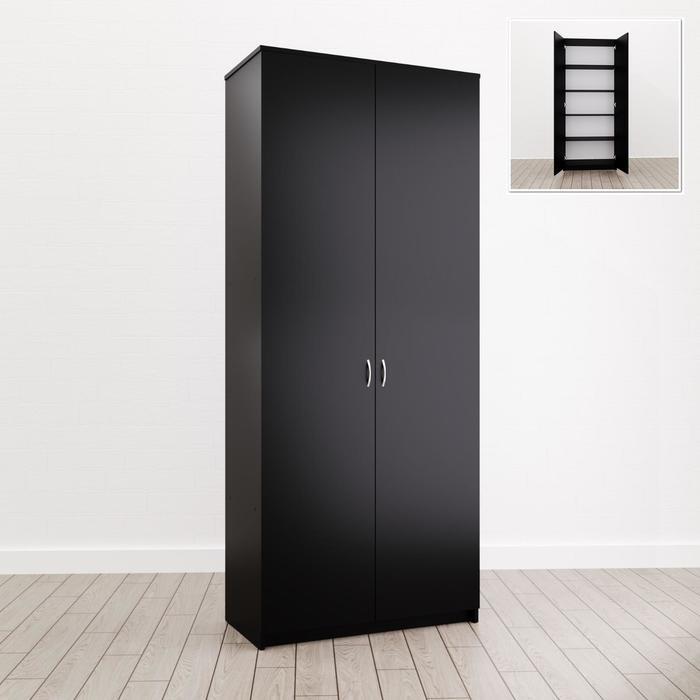 Шкаф распашной Джамп ДШП8 80x40x198 см черный для одежды с полками