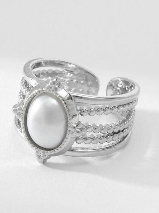 Женское кольцо "Богема" с искусственным жемчугом безразмерное