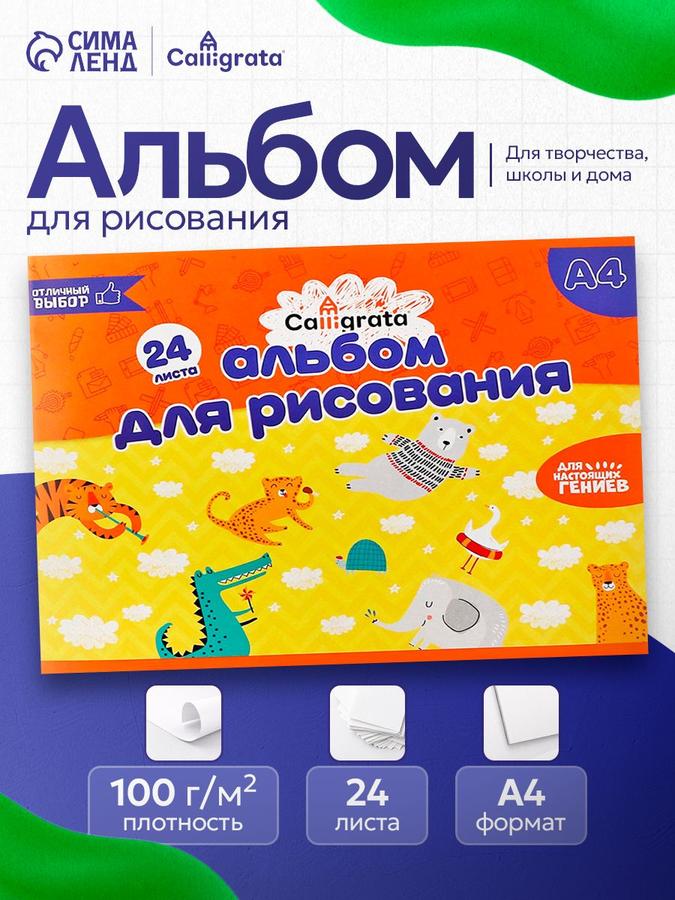 Альбом для рисования 24 листа на металлической скрепке