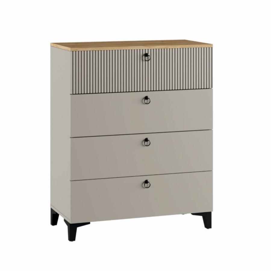 Комод Ника с 4 ящиками, 800х410х916 мм, Кашемир/Дуб/Бежевый МДФ