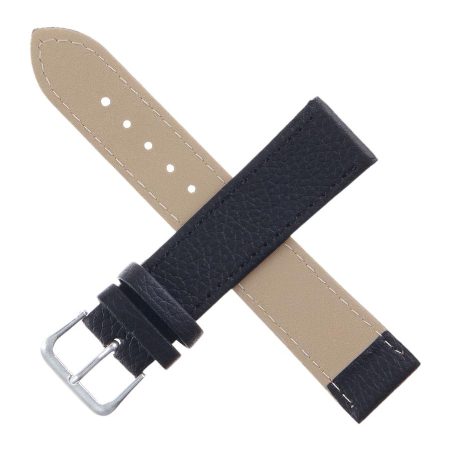 Кожаный ремешок для часов 20 мм, гладкий черный с тиснением