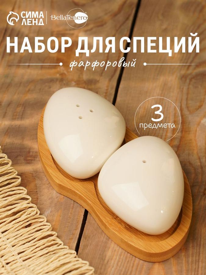 Набор для специй Доляна Эстет Стоун белый, солонка и перечница на подставке
