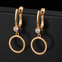 Женские золотые серьги 585 пробы с фианитом на английском замке