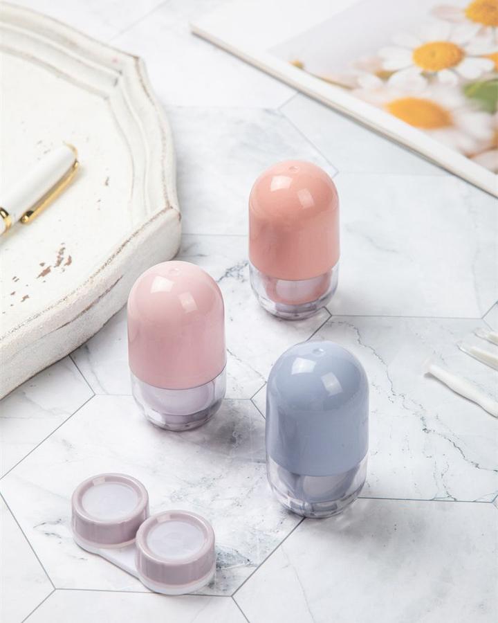 Дорожный набор для контактных линз AS 365 круглый лавандовый, 1 шт