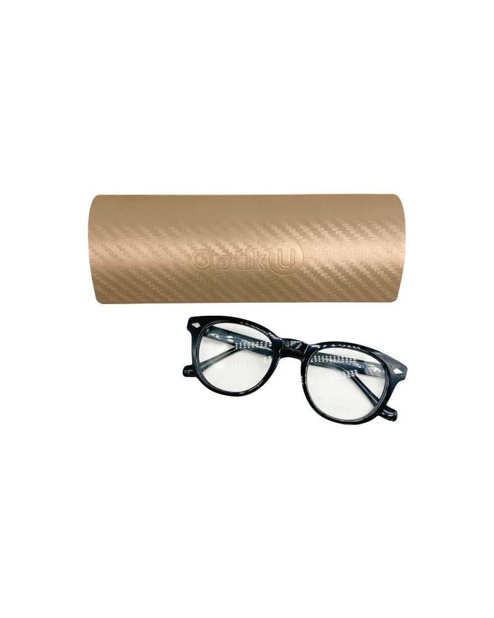 Твердый футляр для очков Optik U полусфера золотое плетение на магните