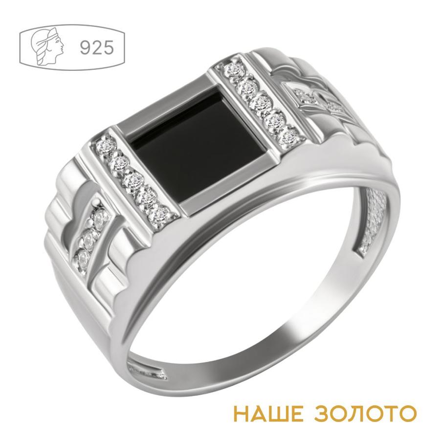 Печатка из серебра 925 пробы с ониксом мужская