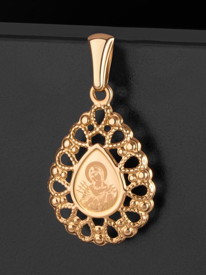 Православная подвеска 585 проба Семистрельная икона Божией Матери