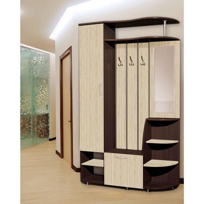 Прихожая Ксения-2 левая, 2050x1200x350 мм, Венге/Дуб Молочный комплект