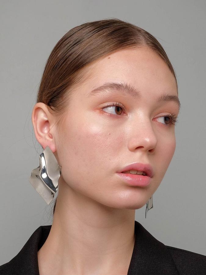 Серьги женские бижутерия Atmosfera ромб мятный серебристого цвета металл