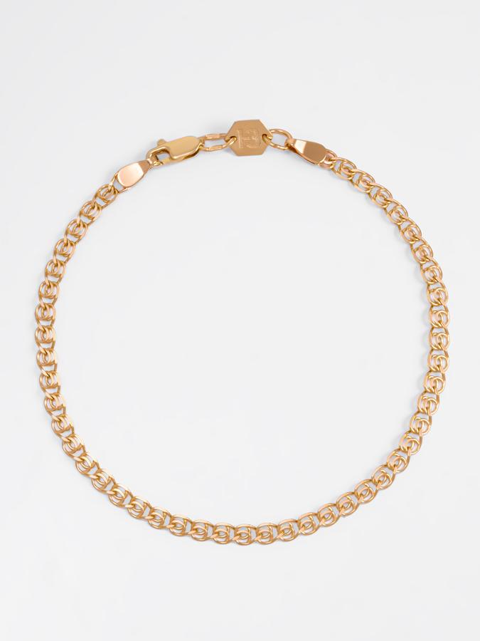 Золотой браслет 585 пробы плетение Лав сердечки ширина 3,2 мм