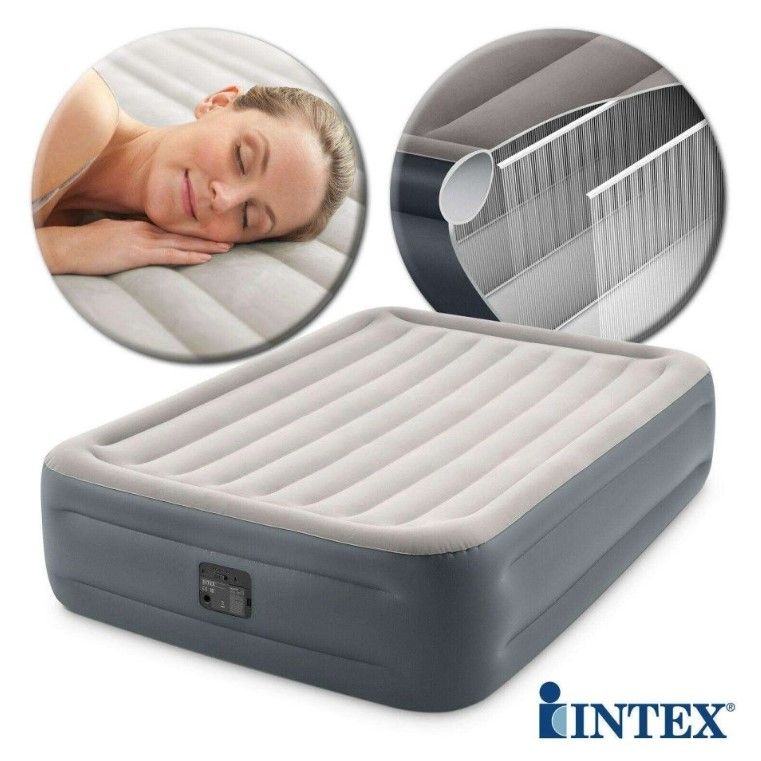 Кровать надувная двуспальная intex 64126 с встроенным насосом 220В / матрас для сна интекс 203х152х46