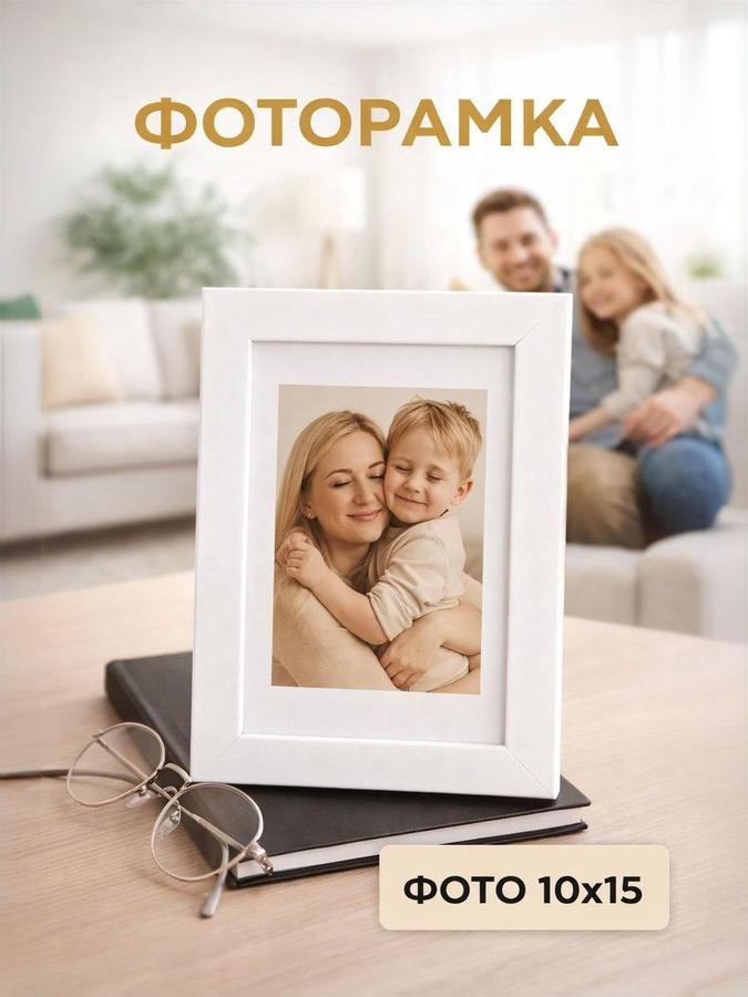 Пластиковая фоторамка 10x15 см белая для фотографий