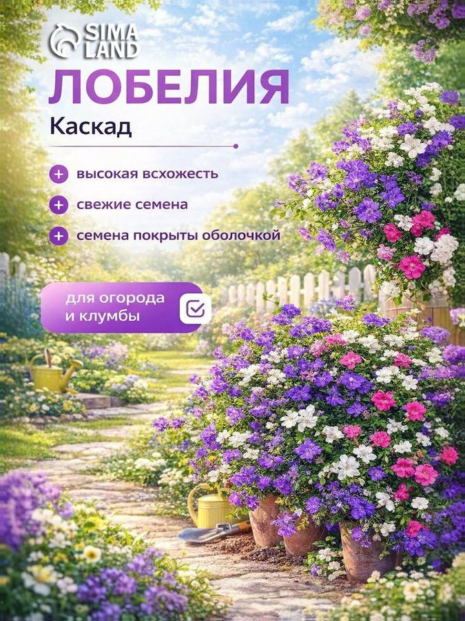 Семена Лобелия ампельная Каскад смесь для цветов