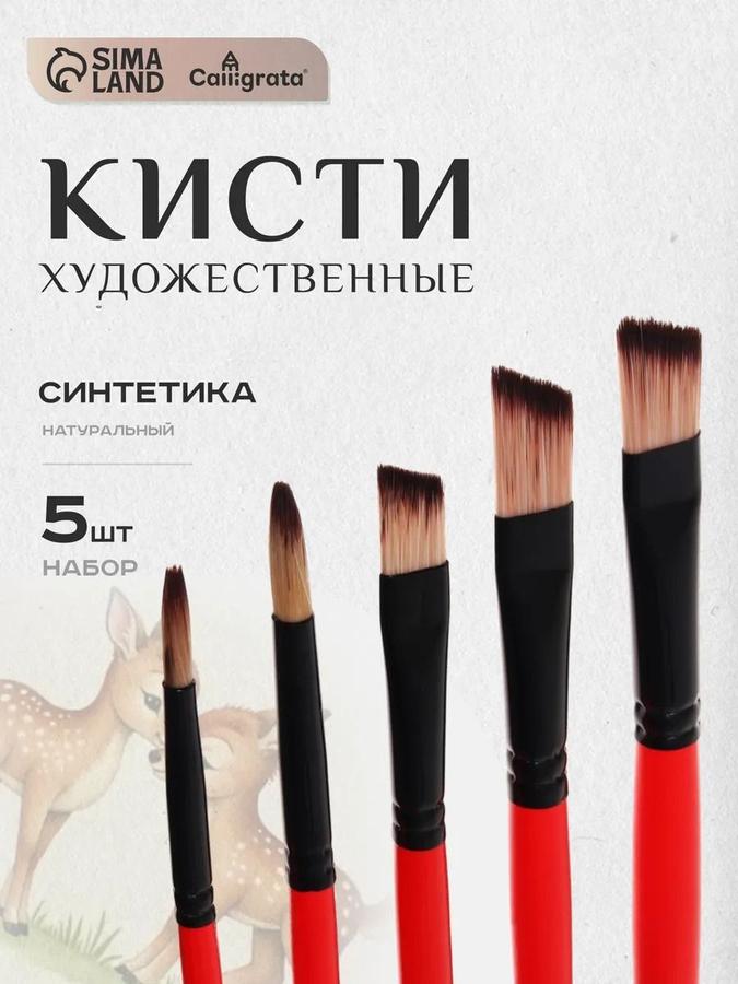 Набор кисточек для рисования синтетика (нейлон) 5 шт №2,4,6,8,10