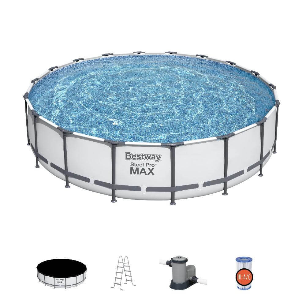 Bestway 56462 BW Каркасный бассейн Steel Pro Max 549х122см, 23062л, фил.-насос 5678л/ч, лестница, тент