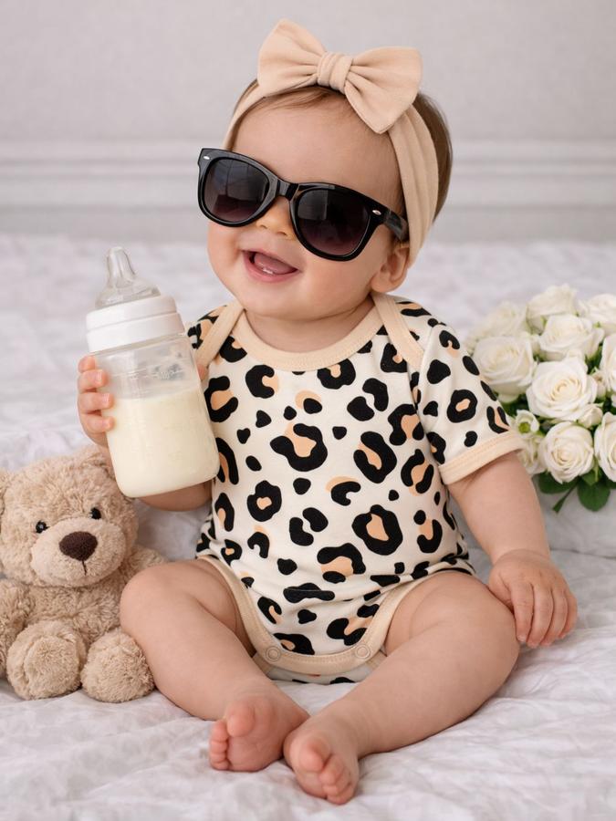 Детское боди для новорожденных девочек с коротким рукавом Крошка Я Леопард, рост 68-74