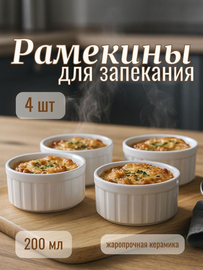 Кокотницы 4 шт 200 мл рамекины форма для запекания