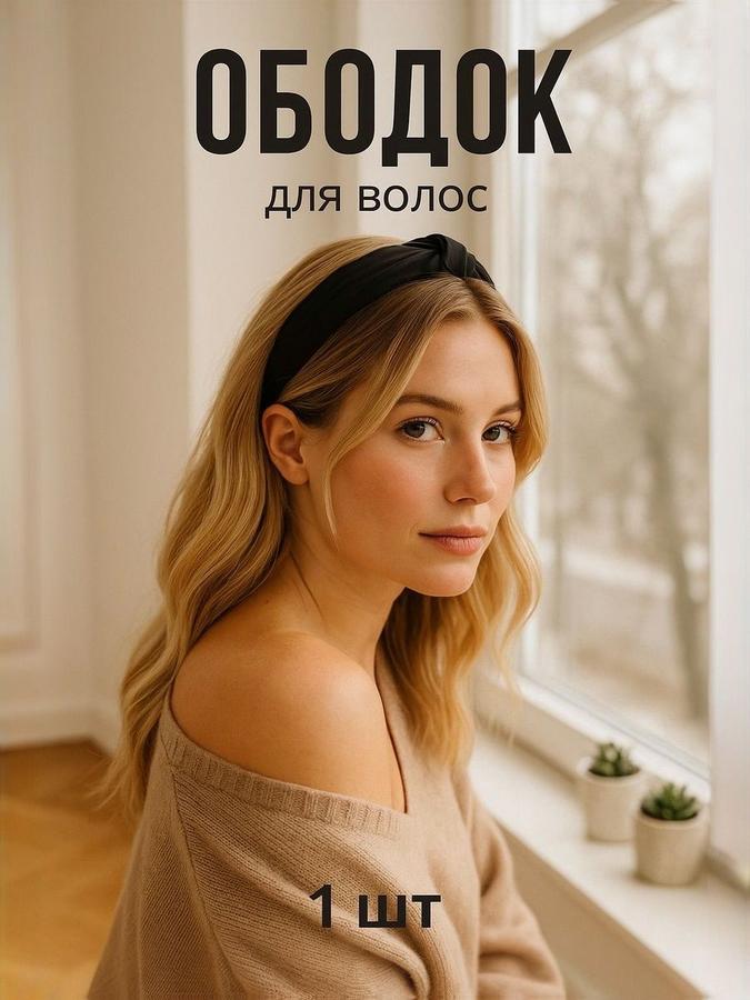 Женский чёрный ободок для волос Престиж 3 см, для девочек