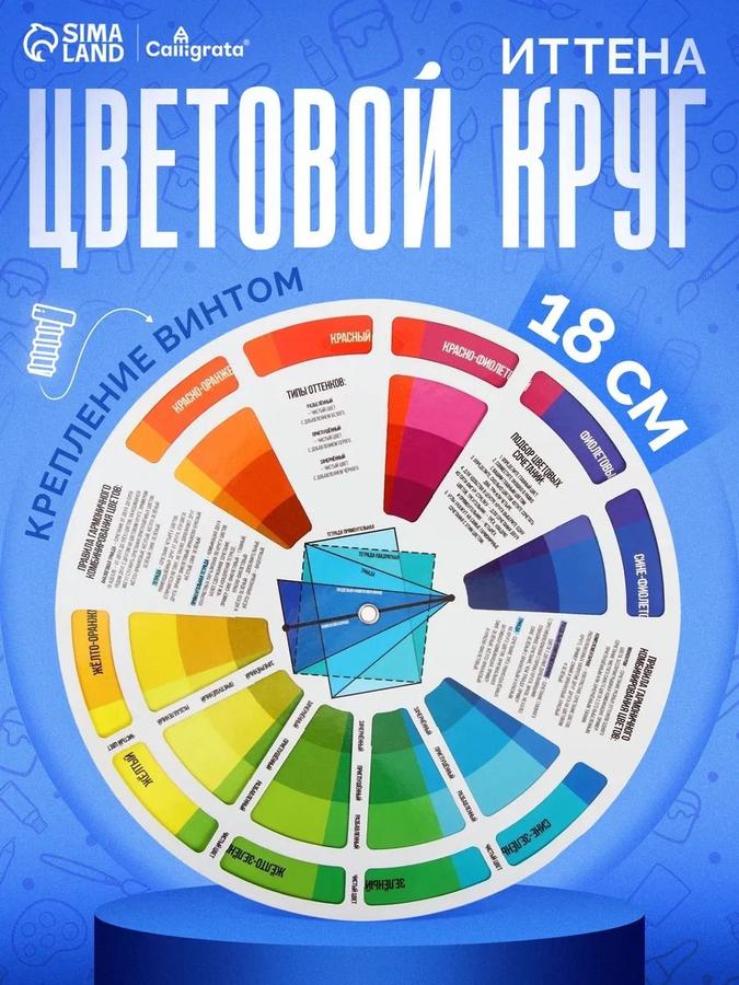 Профессиональный цветовой круг Иттена, диаметр 18 см