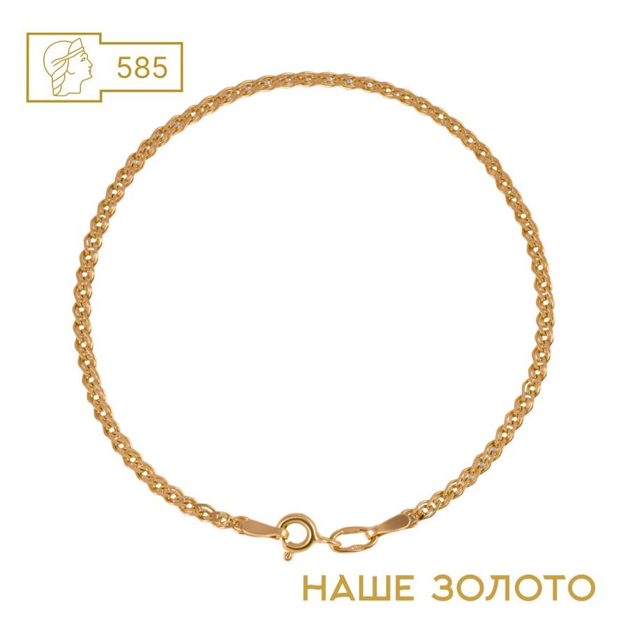 Женский золотой браслет 585 пробы, цепочка Нонна, ширина 2,4 мм
