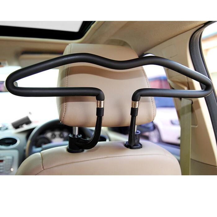 Плечики с креплением на подголовник в ПВХ оплетке, черные