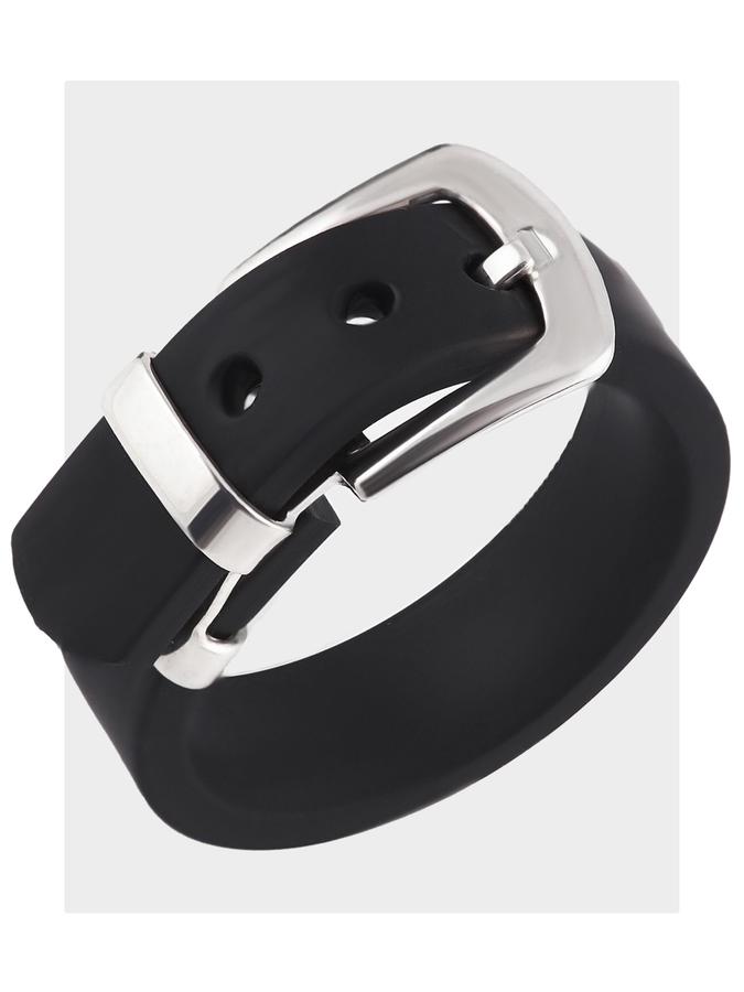 Женское кольцо из серебра 925 с каучуковой вставкой