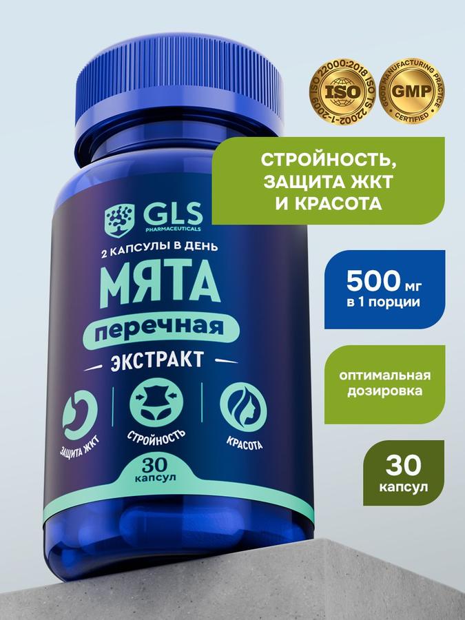 Экстракт мяты с витаминами для ЖКТ, похудения и омоложения, 30 капсул