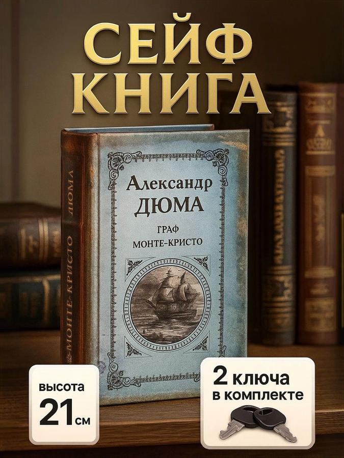 Сейф-книга шкатулка "Граф Монте-Кристо" 21x13x5 см для денег