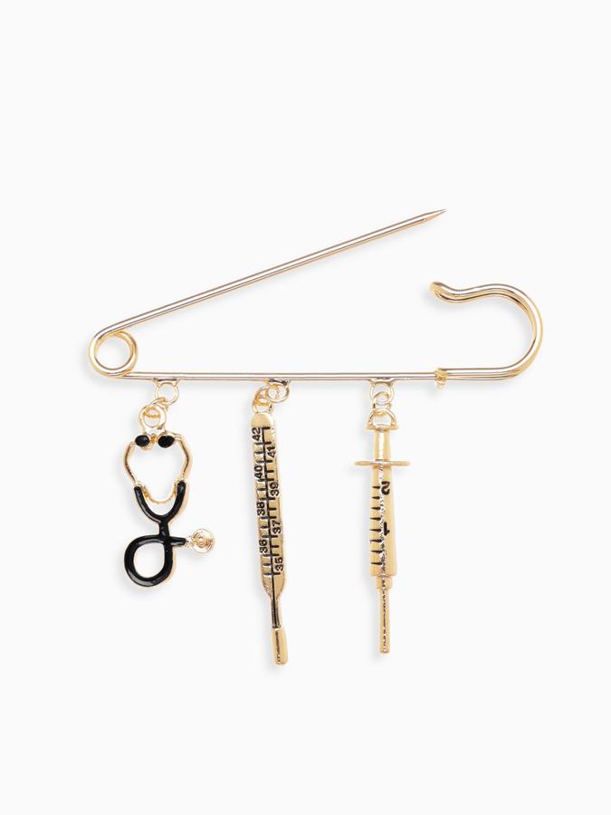 Булавка с подвесками «Медицина», 7 см, золотого цвета