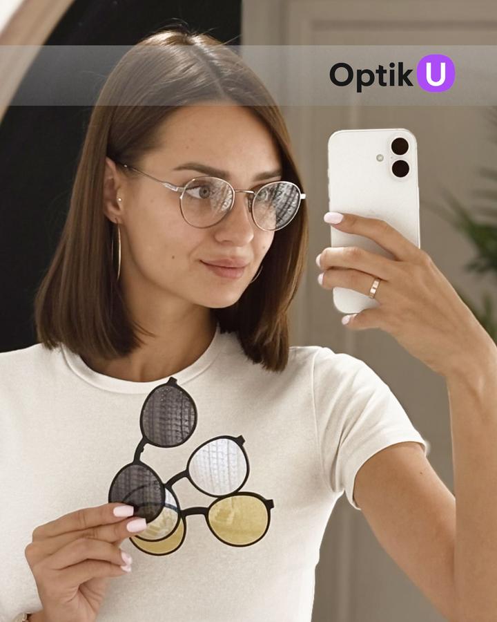 Оправа для очков Optik U 25421-1 C4 3в1 круглая с магнитными насадками, поляризацией и защитой от компьютера мужская и женская