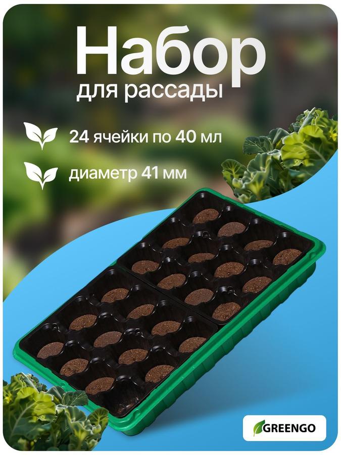 Набор для рассады с торфяными таблетками 4,1 см (24 шт.) и парником 33x20 см
