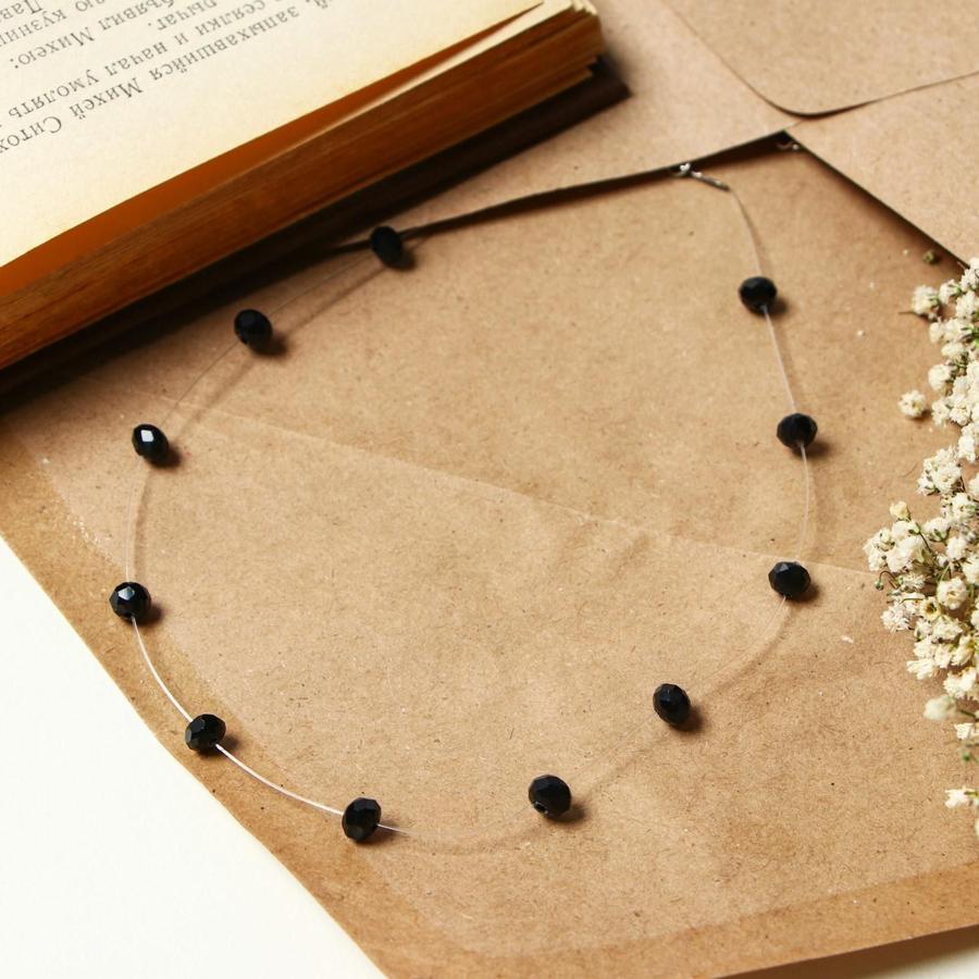 Бусы на леске «Утонченность» с ограненными черными бусинами, длина 29 см