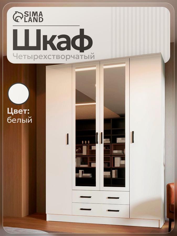 Шкаф-купе для одежды с зеркалом и полками