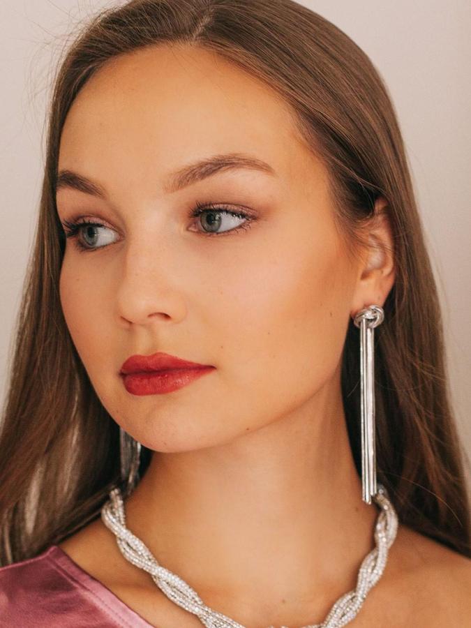 Серьги висячие «Водопад» узелок, серебристые