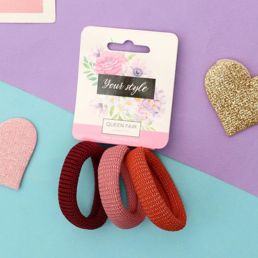 Резинки для волос Спорт плетение, набор 3 шт, диаметр 4 см