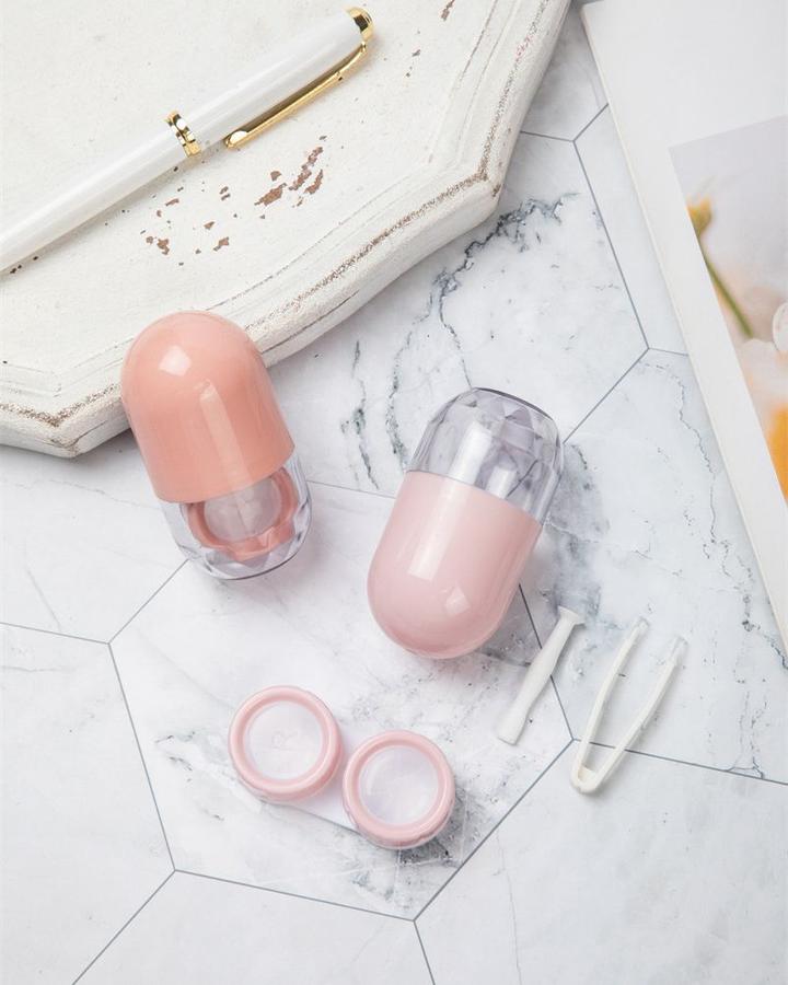 Дорожный набор для контактных линз AS 365 круглый персиковый, 1 шт