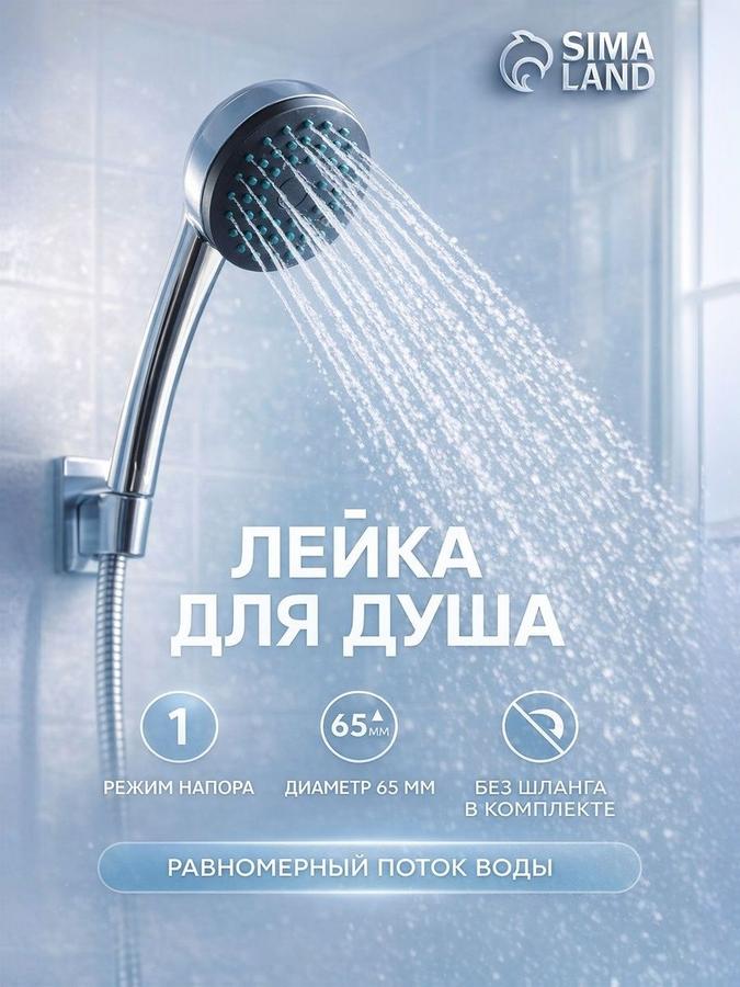 Душевая лейка ZEIN круглая 65 мм, 1 режим, пластиковая, хромированная