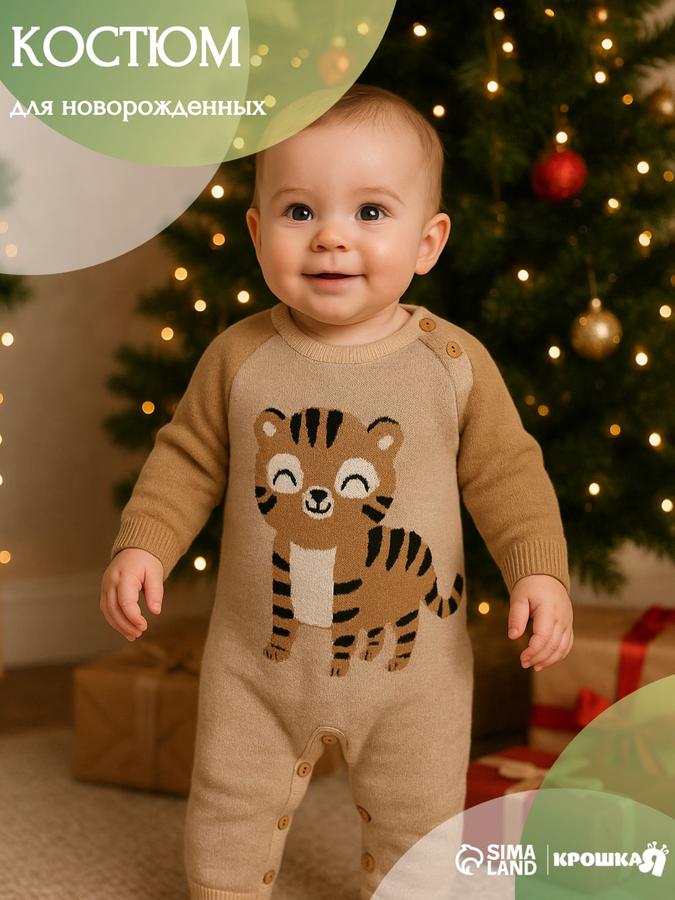 Вязаный комбинезон для новорожденных Крошка Я Тигруля 62-68 см