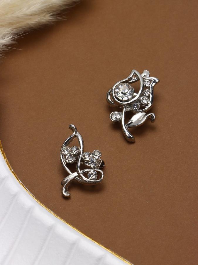 Брошь женская бижутерия мини "Цветочный вальс" белая в серебряной оправе