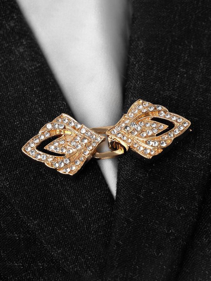 Женский зажим для кардигана «Пики», белый с золотом