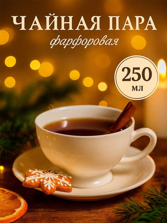 Чайная пара Magistro Бланш 250 мл фарфоровая белая