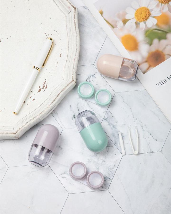 Дорожный набор для контактных линз AS 365 круглый кремовый, 1 шт