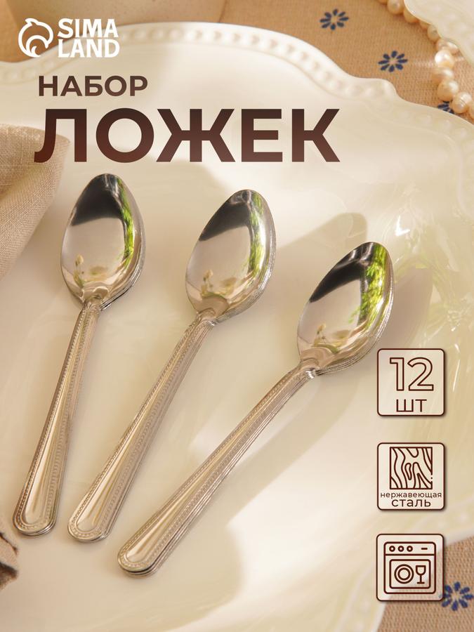 Набор чайных ложек из нержавеющей стали на 12 персон, столовые приборы